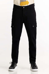 Black Cargo Carrot Fit Jeans 224-121-012
